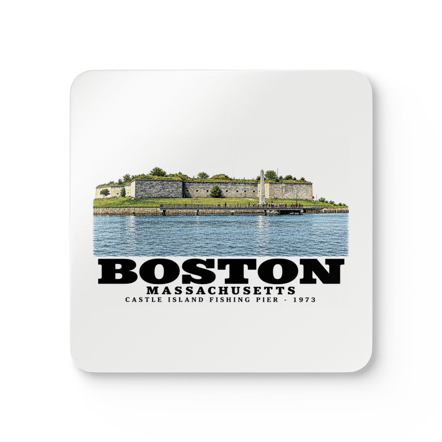 Castle Island, includes Fishing Pier Cork Back Coaster Set - Boston Harbor