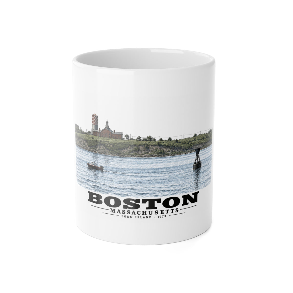 Long Island 11 oz White Ceramic Mug - Boston Harbor