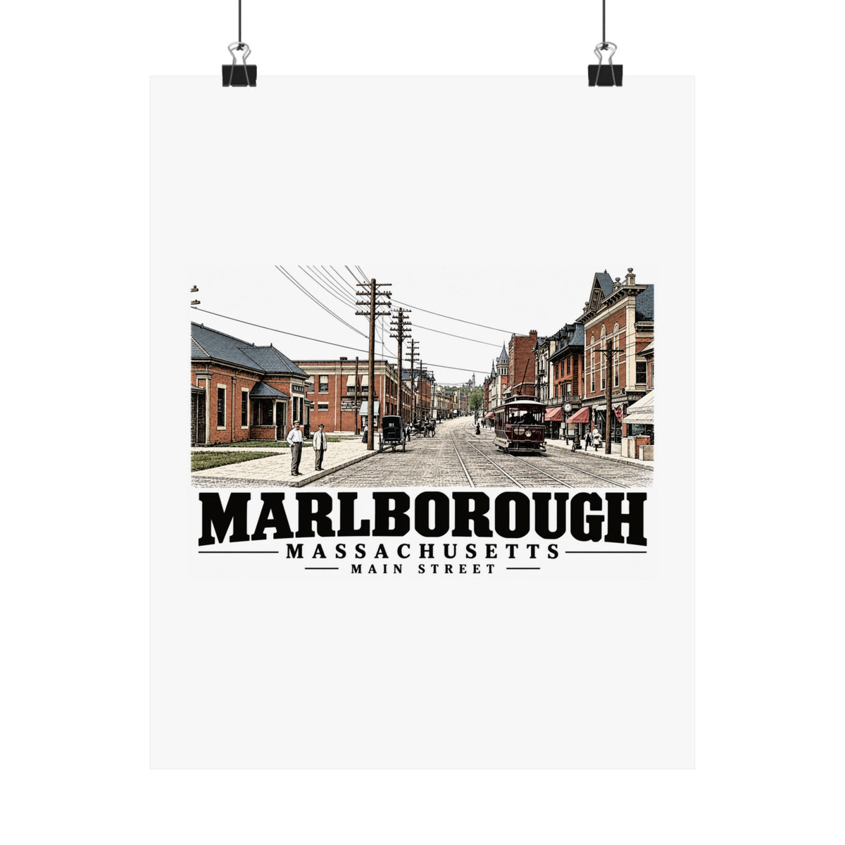 Illustrated Main Street in Marlborough on unframed matte poster