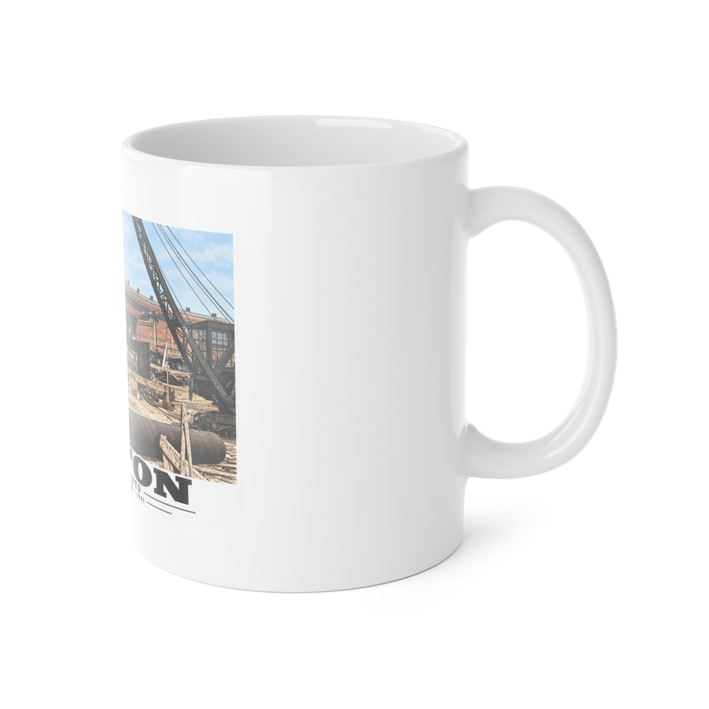 Shipways #2 Start of construction Completed 9/1941 11 oz White Ceramic Mug - Boston Harbor