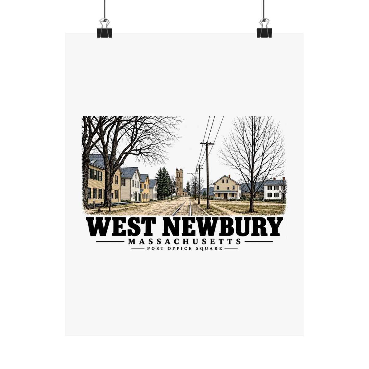 11 x 14 front of Post Office Square matte poster, West Newbury, Massachusetts.