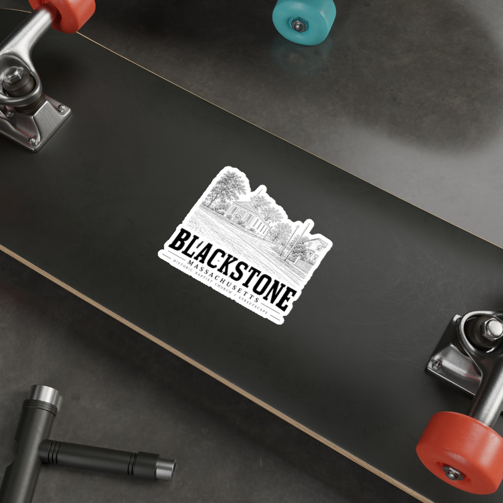 Blackstone Historic Baptist Church / Streetscape 4 in Die-Cut Sticker in White — context-2 view