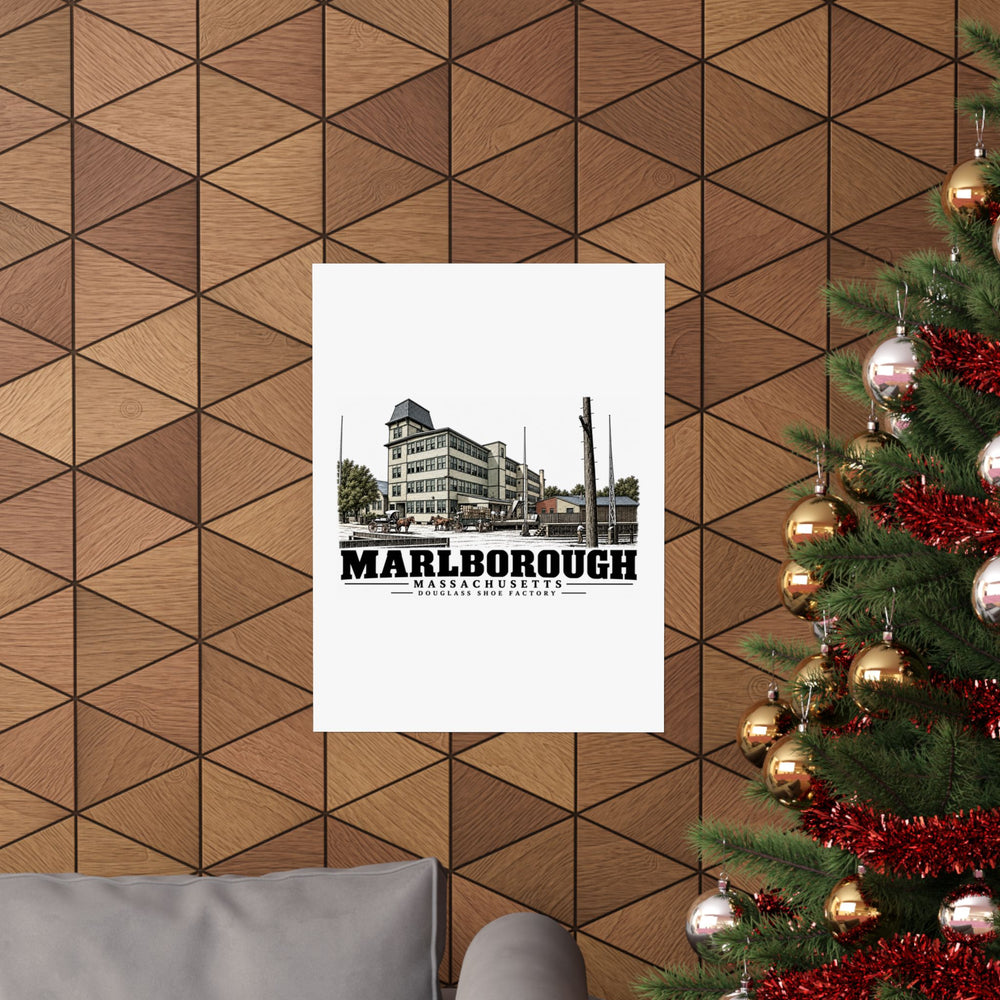 Illustrated Douglass Shoe Factory in Marlborough on unframed matte poster