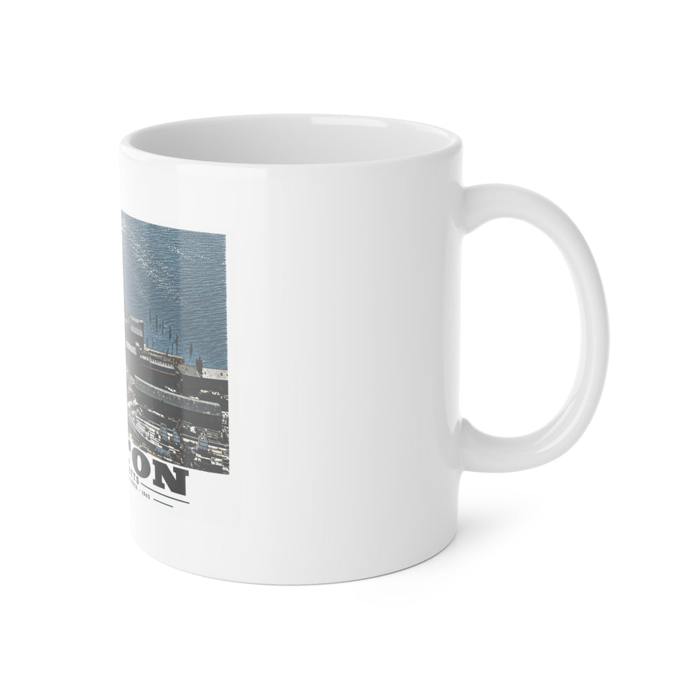 Maritime Coal Co., East Boston, MA -from North 1000 ft. 11 oz White Ceramic Mug - Boston Harbor
