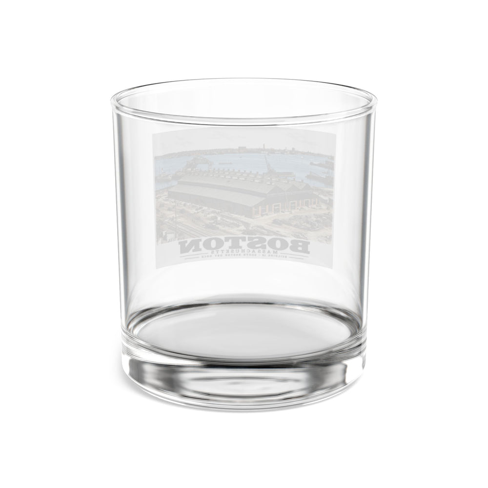 Building #18 US Naval Dry Dock, South Boston, Completed 2/1942 10 oz Rocks Glass - Boston Harbor