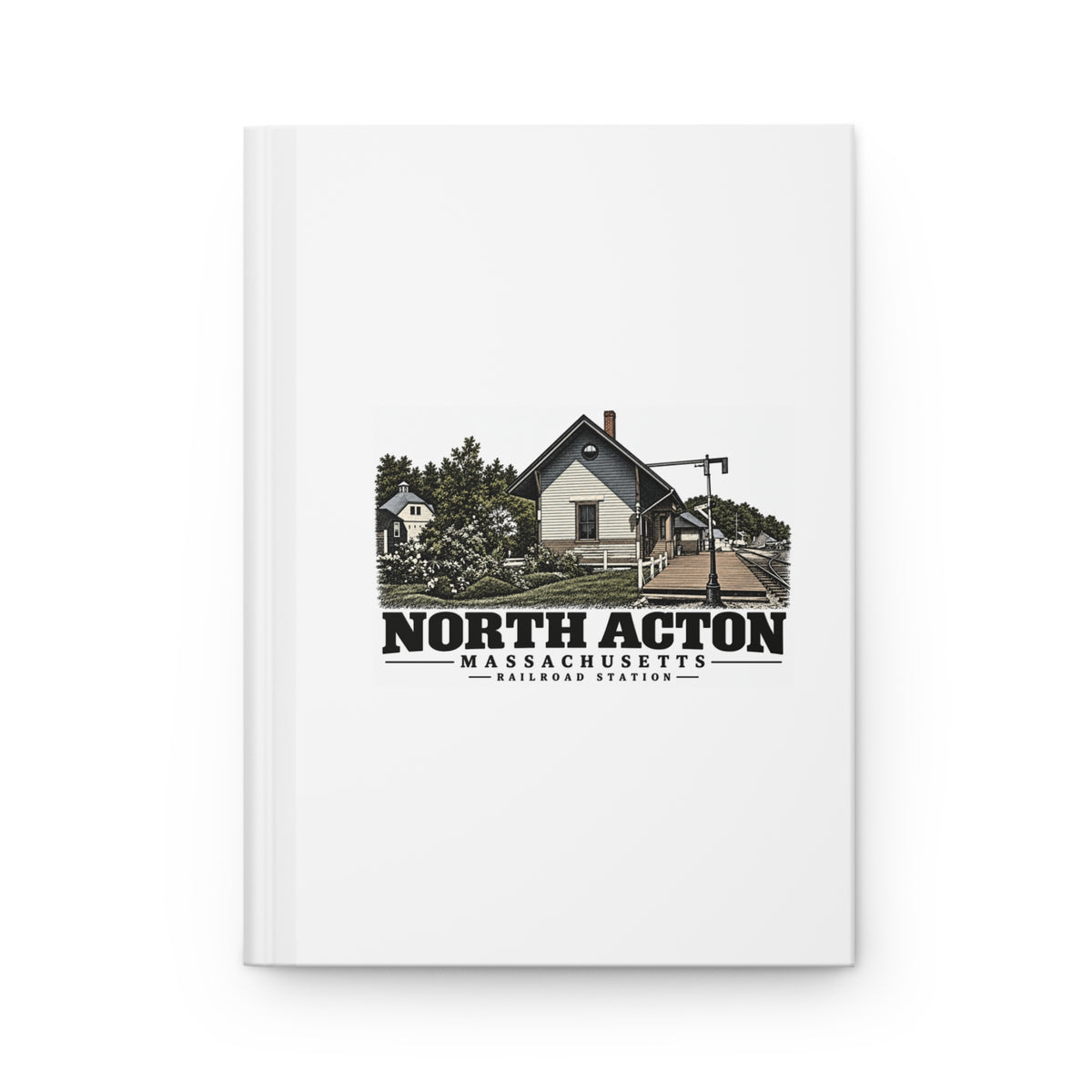 Illustrated North Acton Railroad Station in Acton on matte hardcover journal