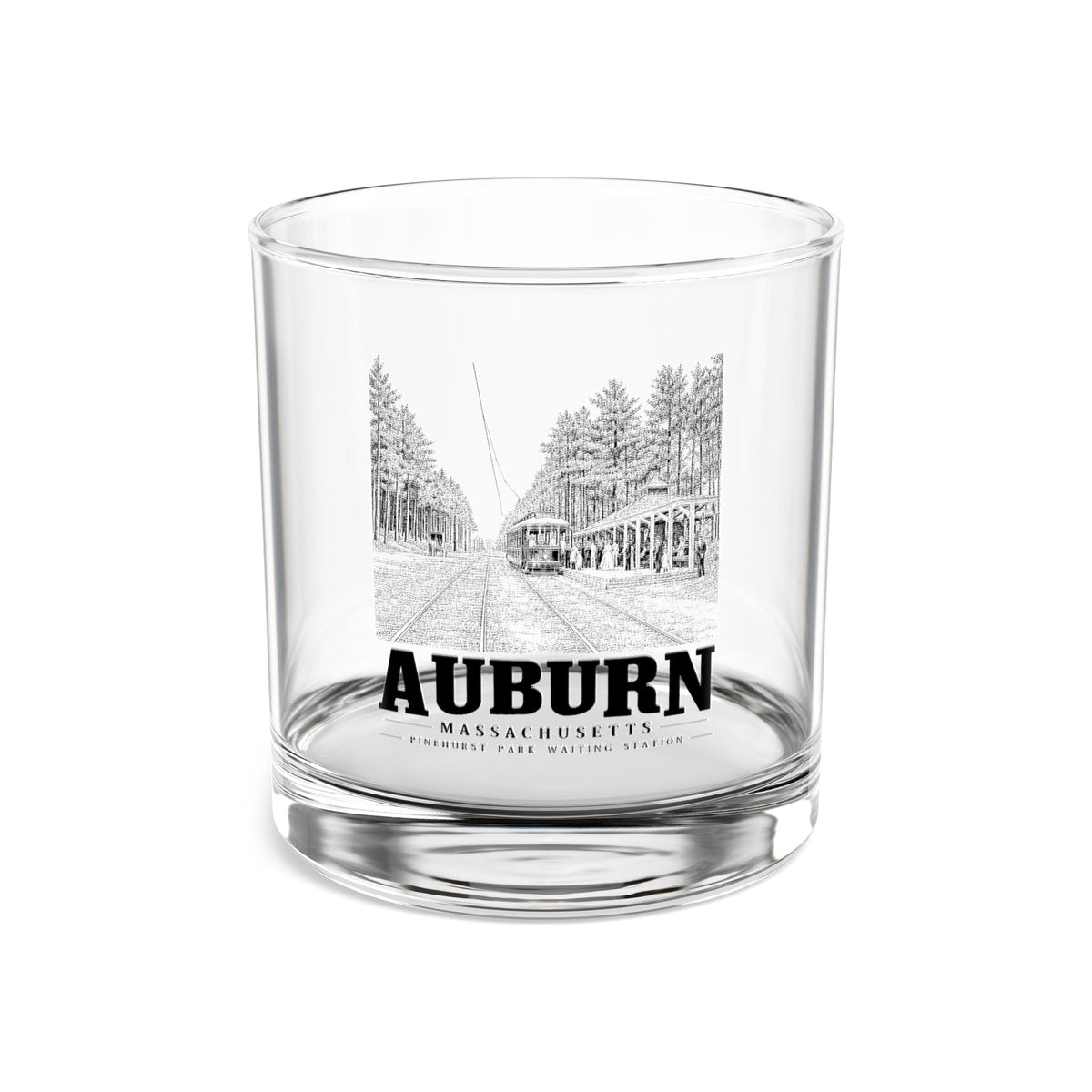 Auburn Pinehurst Park Waiting Station 10 oz Rocks Glass in Clear — front view