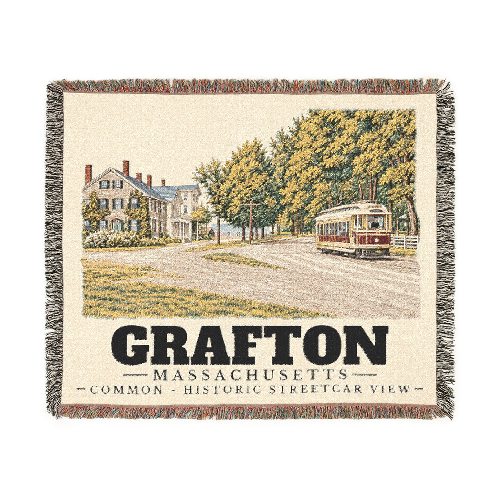 Common - Historic Streetcar View — Grafton, Massachusetts woven blanket, product view 1