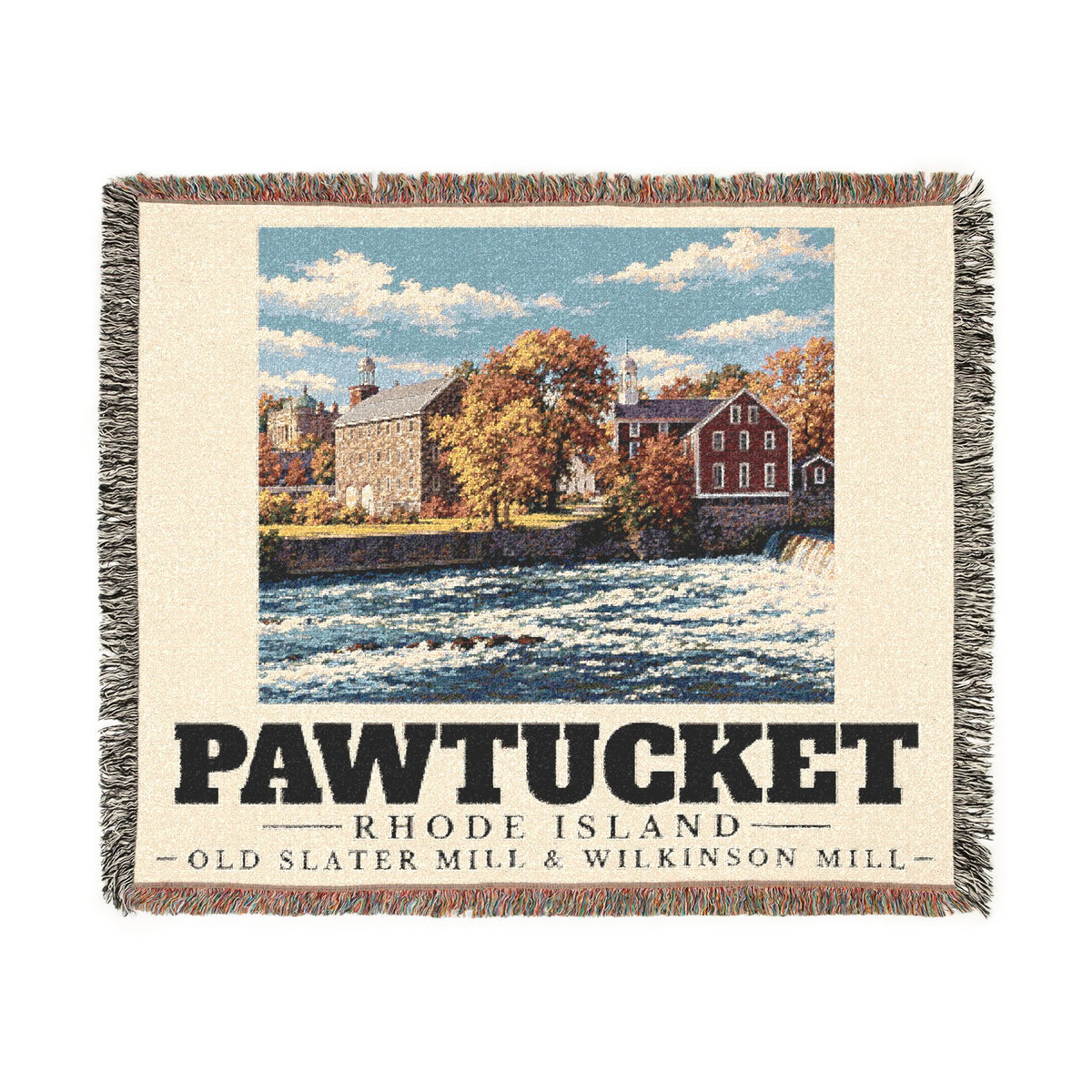 Old Slater Mill and Wilkinson Mill — Pawtucket, Rhode Island Woven Blanket