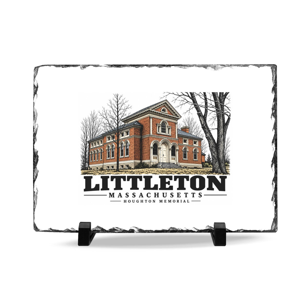 Illustrated Houghton Memorial in Littleton on slate desk plaque
