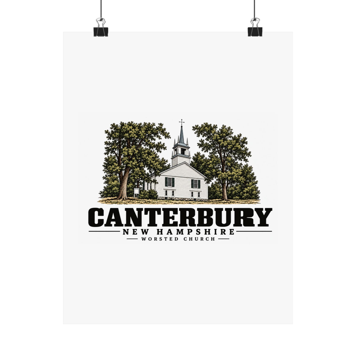 11 x 14 front of Worsted Church matte poster, Canterbury, New Hampshire.