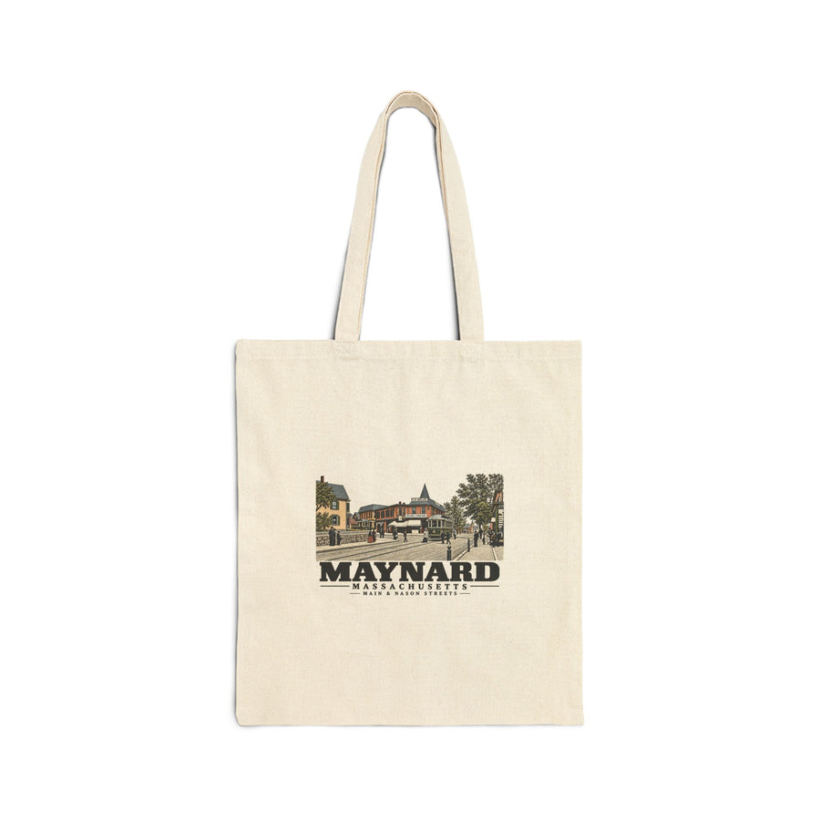Main & Nason Streets Natural + Black Heavy Canvas Tote - Assabet Valley Goods