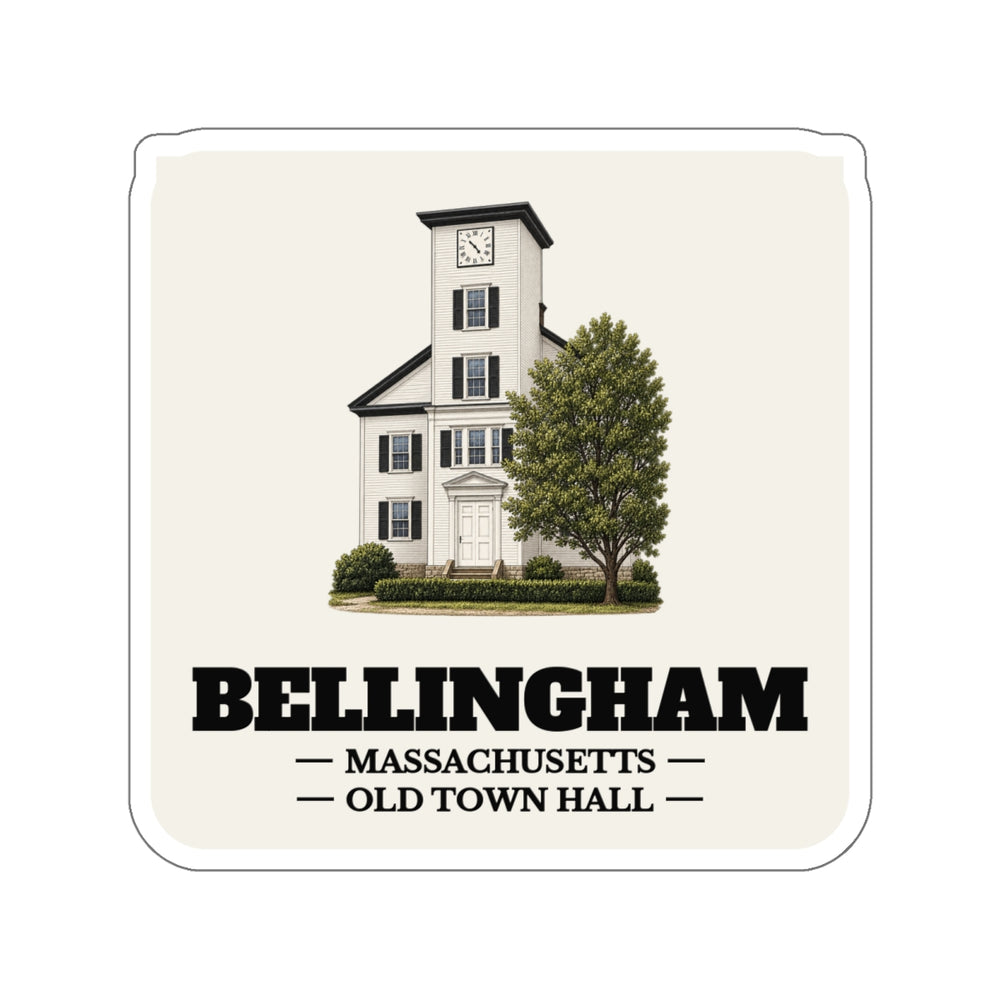 Bellingham Old Town Hall sticker shown on a laptop