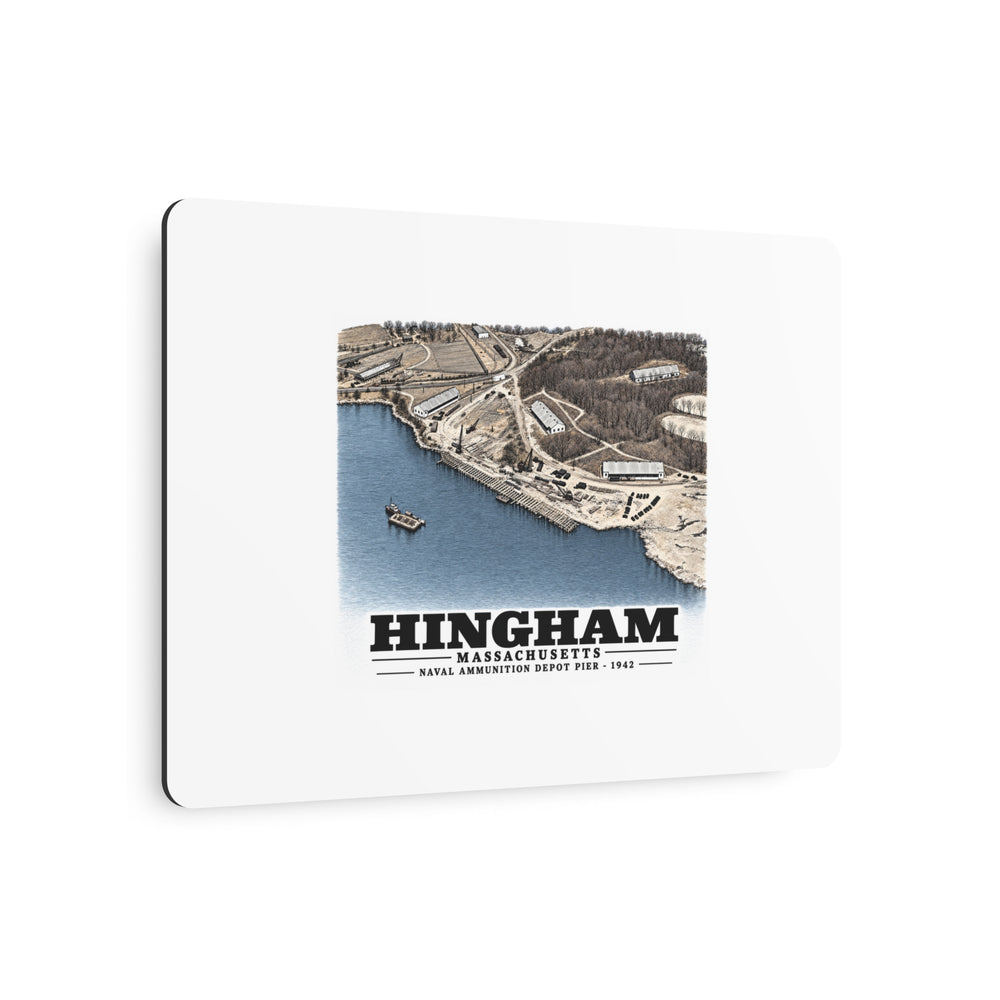 Construction progress New pier USNAD, Hingham, MA 7 × 5 in Horizontal Metal Wall Art - Boston Harbor