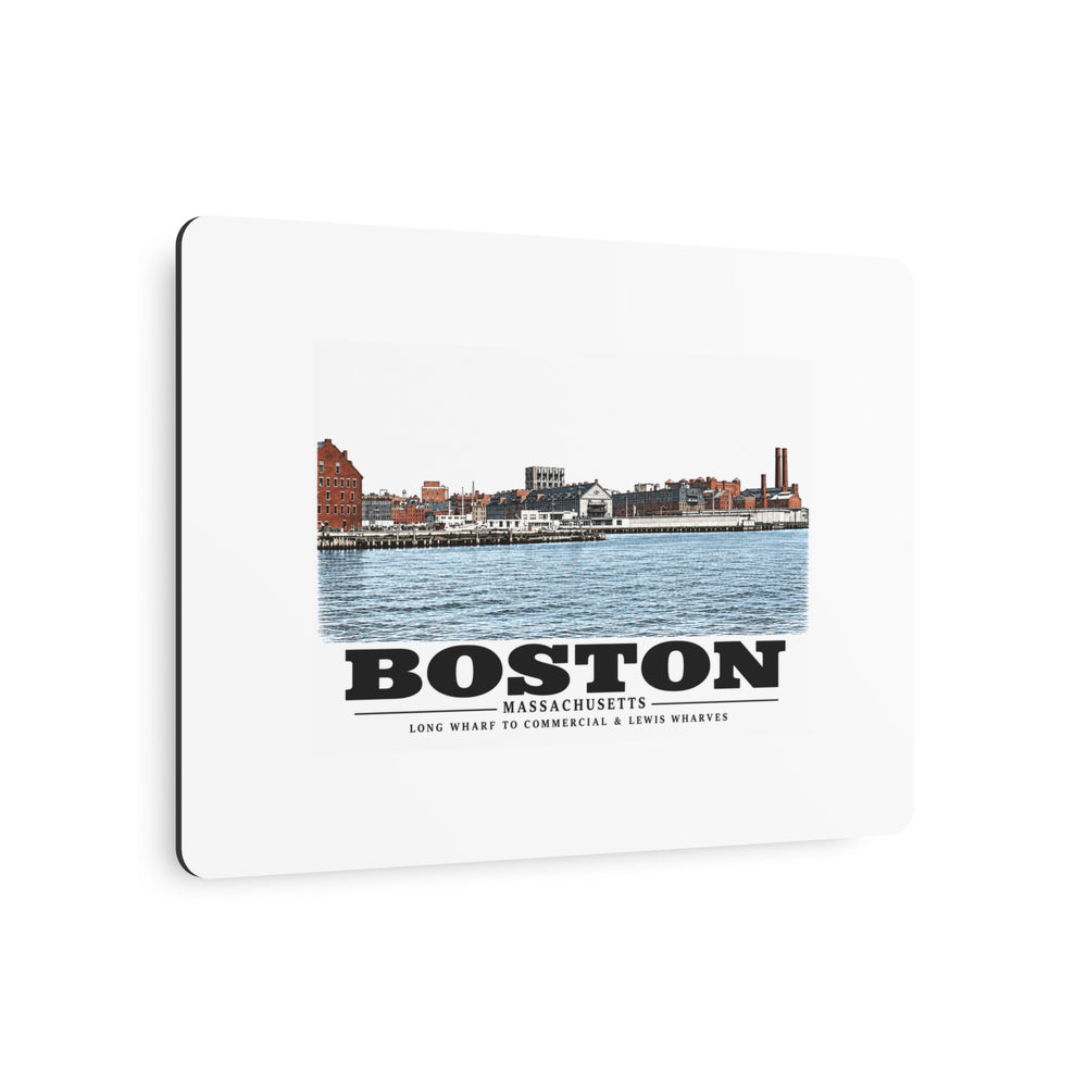 Long Wharf left to Commercial and Lewis right 7 × 5 in Horizontal Metal Wall Art - Boston Harbor