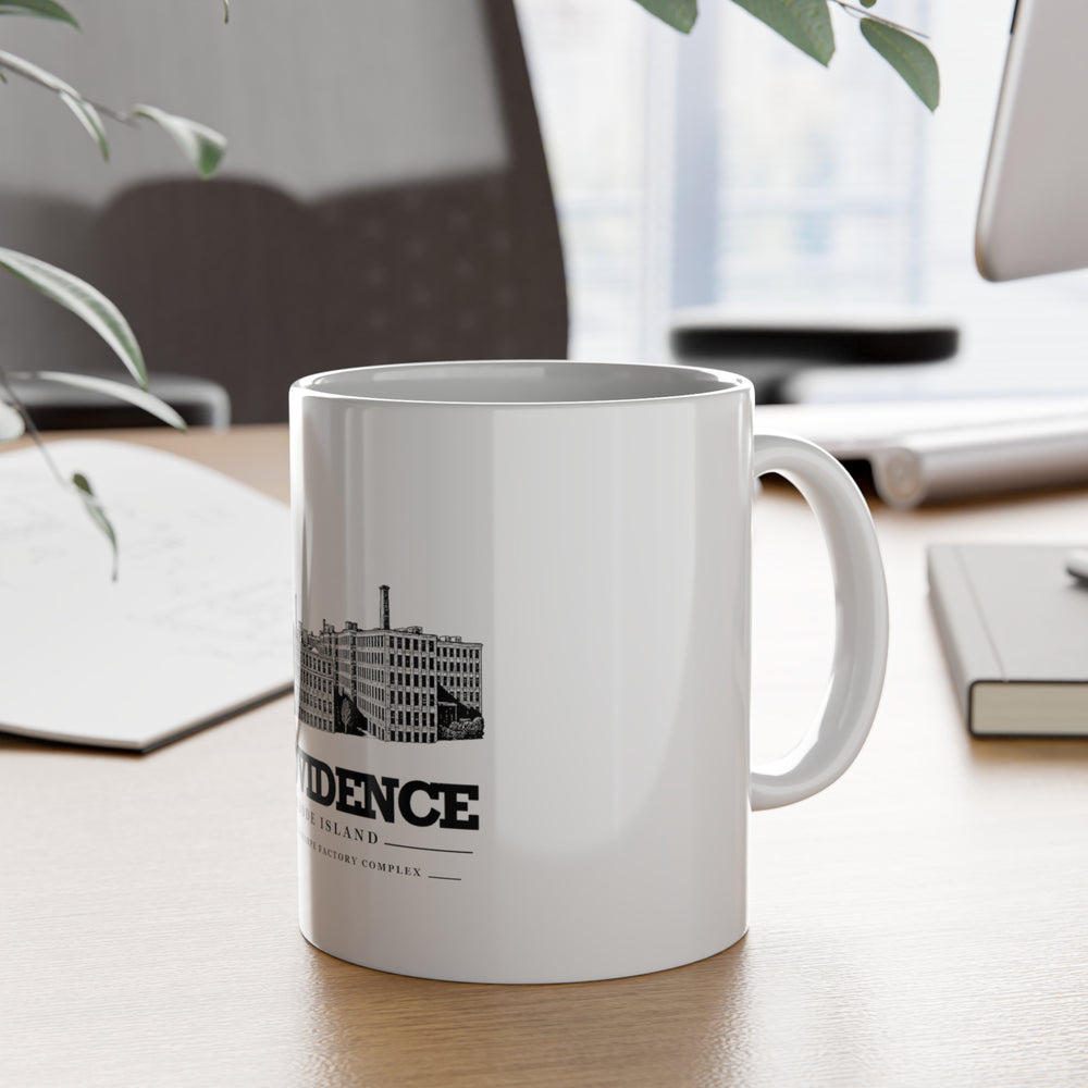 Providence Brown & Sharpe Factory Complex ceramic mug displayed on a tabletop