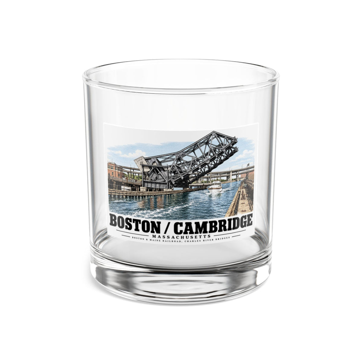 2.  GENERAL VIEW SHOWING BRIDGE IN OPEN POSITION - Boston & Maine Railroad, Charles River Bridges, Charles River, North Station vicinity, Boston, Suffolk County, MA 10 oz Rocks Glass - Charles River