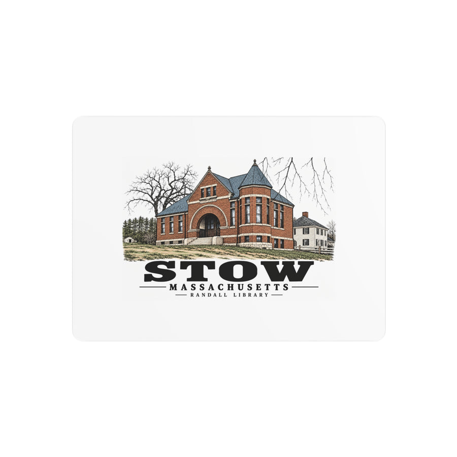 Illustrated Randall Library in Stow on metal art sign