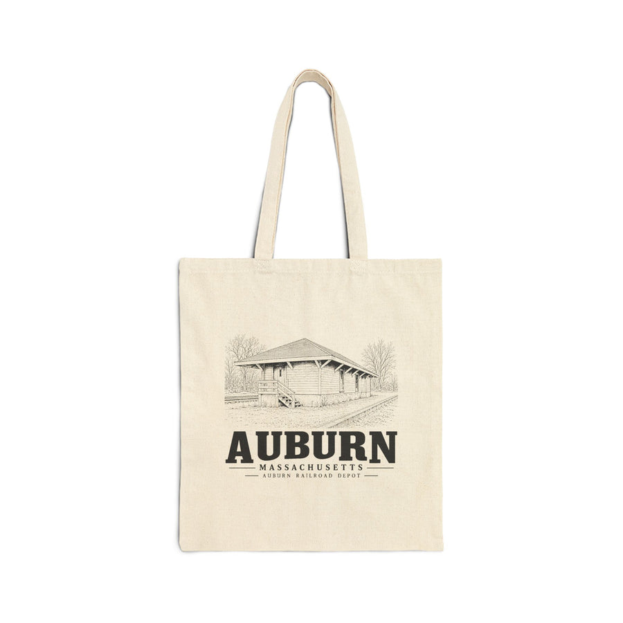 Auburn Railroad Depot Heavy Canvas Tote in Natural — front view