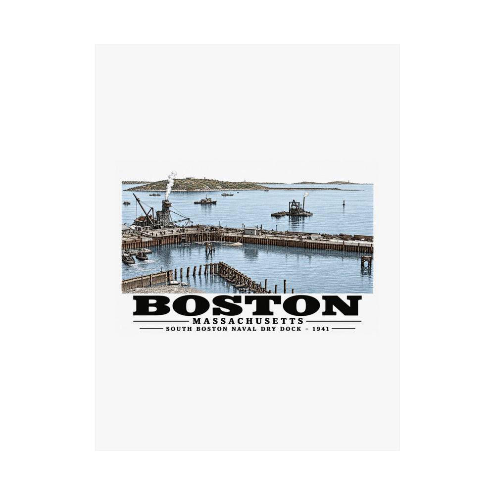 South Boston Dry Dock Area April 16-41 from roof of elevator shaft SE Matte Heritage Poster — 11 × 14 and 18 × 24 in - Boston Harbor