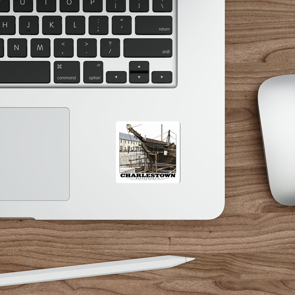 Charlestown Navy Yard — Dry Dock 1 4 in White Die-Cut Sticker — Boston Harbor Goods