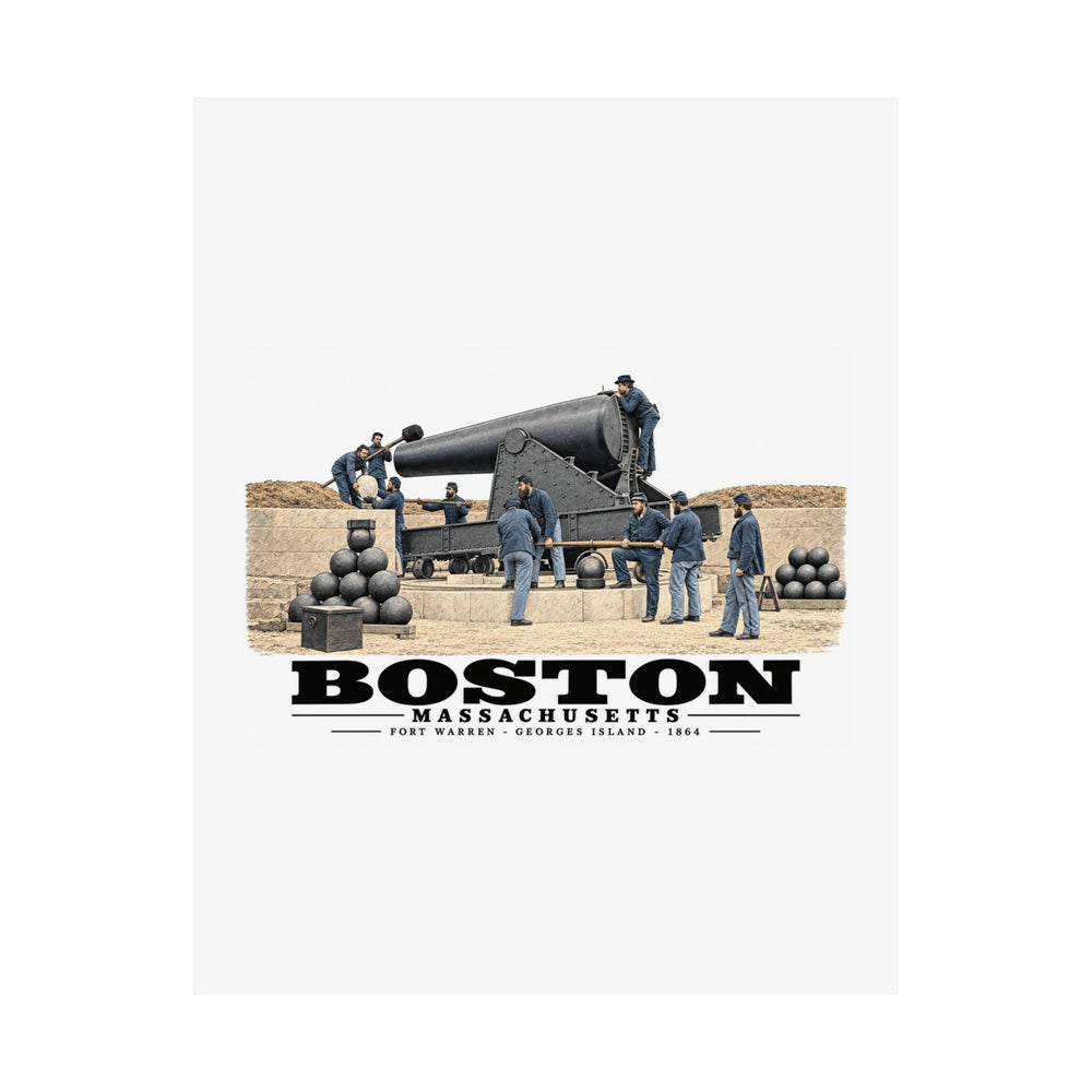 View of the 15 inch gun, Fort Warren, 1864 Matte Heritage Poster — 11 × 14 and 18 × 24 in - Boston Harbor