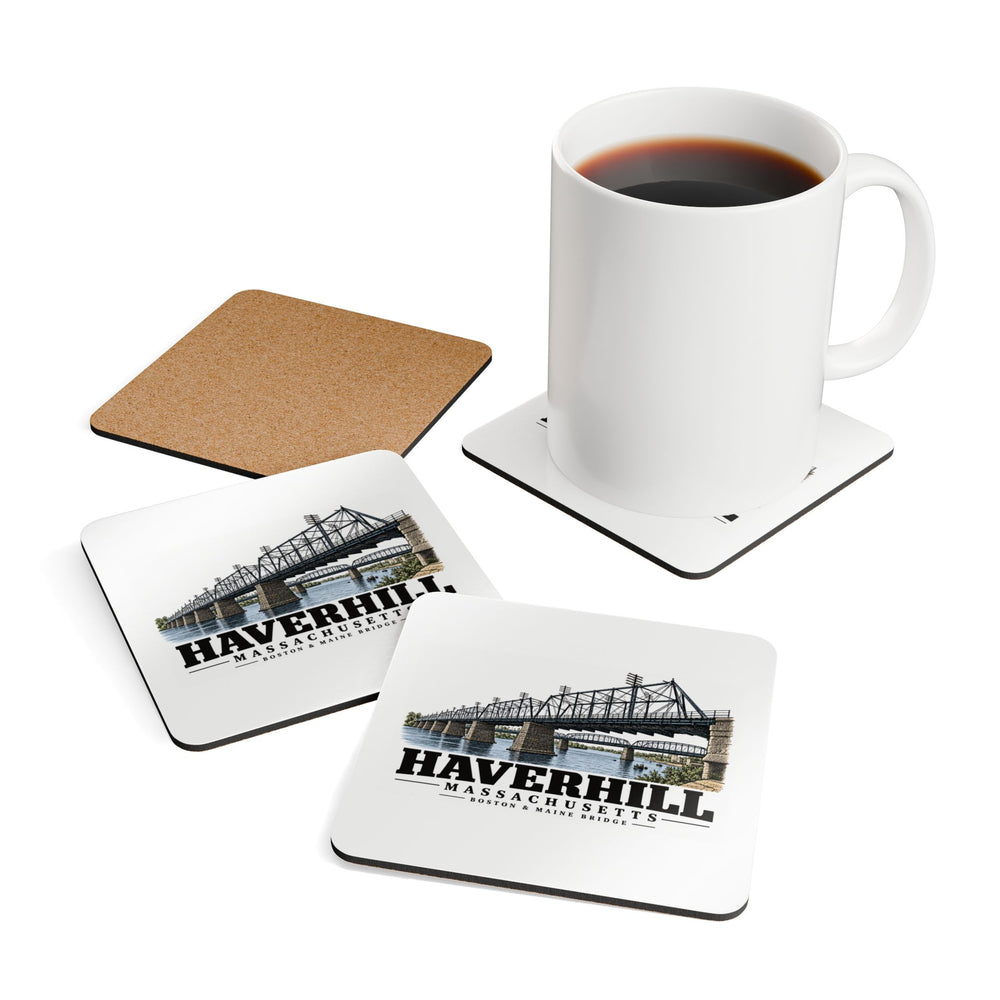 Haverhill Boston & Maine Merrimack railroad bridge Cork Back Coaster Set - Merrimack Valley Goods
