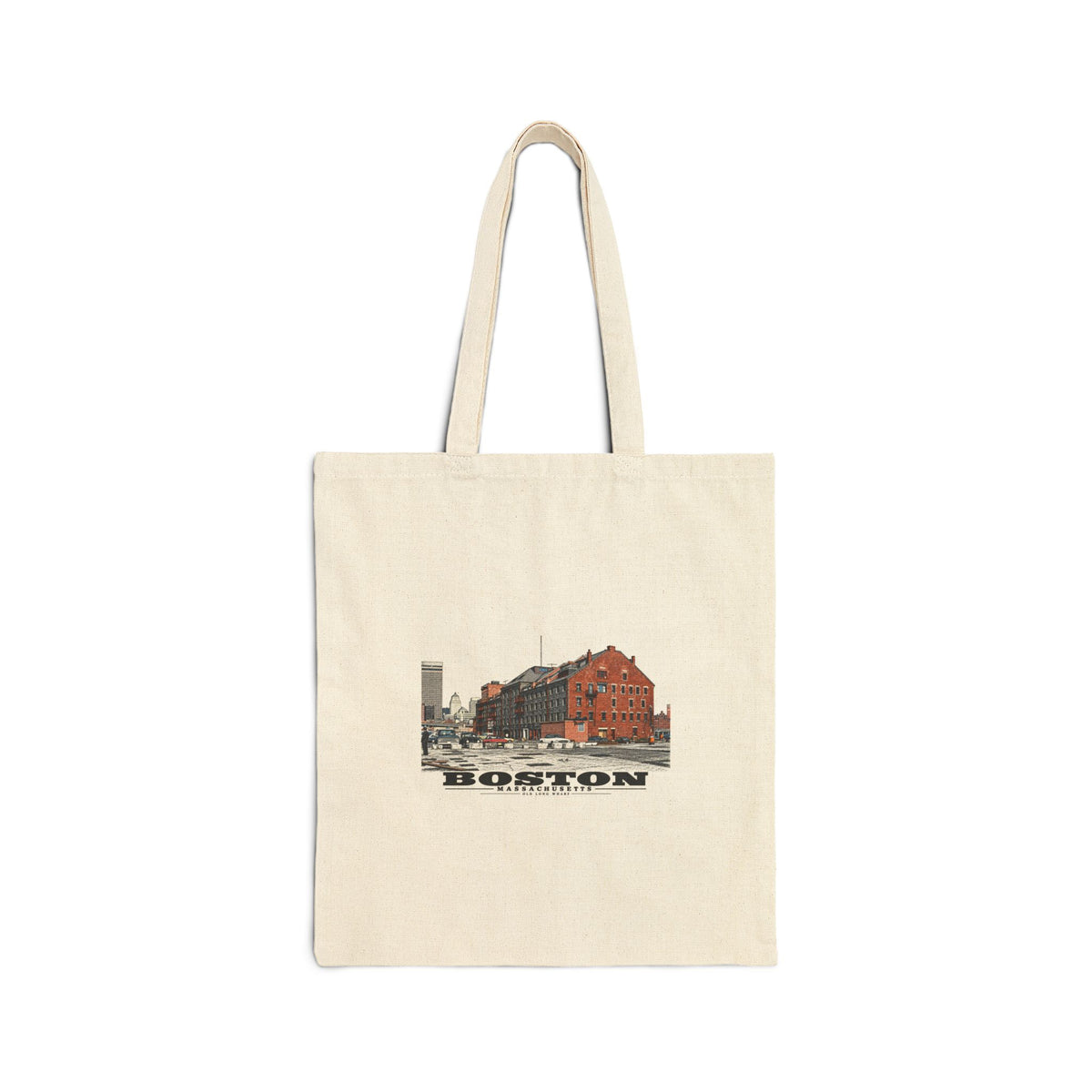 Old Long Wharf Natural Heavy Canvas Tote - Boston Harbor