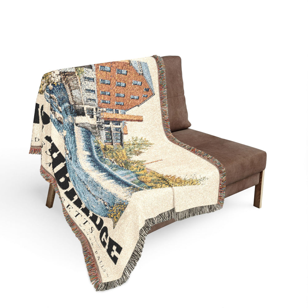 Old Brick Mill and Mumford River Falls — Northbridge, Massachusetts Woven Blanket