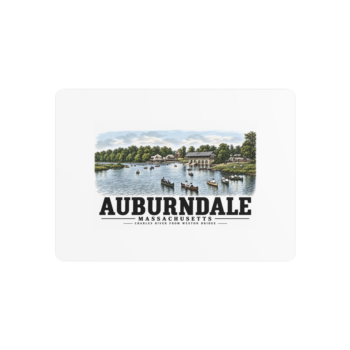 The Charles River from Weston Bridge, Auburndale, Mass. 7 × 5 in Horizontal Metal Wall Art - Charles River