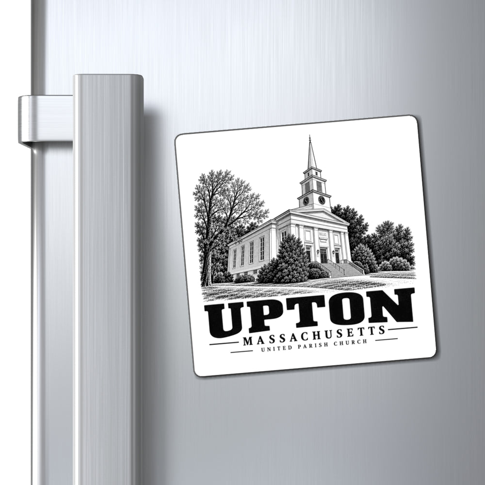 Upton United Parish Church 4-inch magnet displayed on a refrigerator