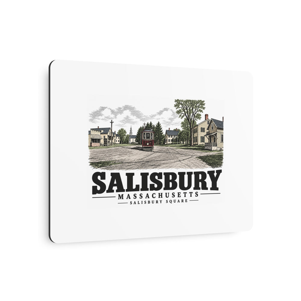 Angled front of Salisbury Square horizontal metal wall art, Salisbury, Massachusetts.