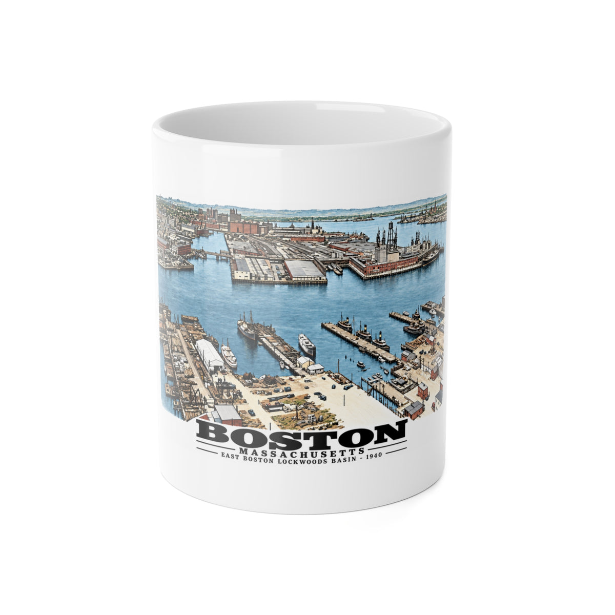 Lockwoods Basin 11 oz White Ceramic Mug - Boston Harbor