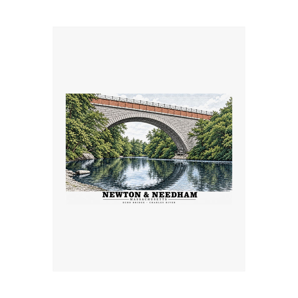 Echo Bridge, Hemlock Gorge, Upper Falls; Charles River and Ellis Street Matte Heritage Poster — 11 × 14 and 18 × 24 in - Charles River