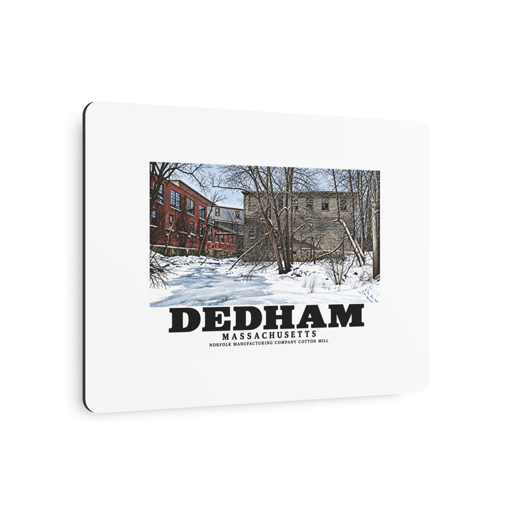 Illustrated Norfolk Manufacturing Company Cotton Mill in Dedham on metal art sign