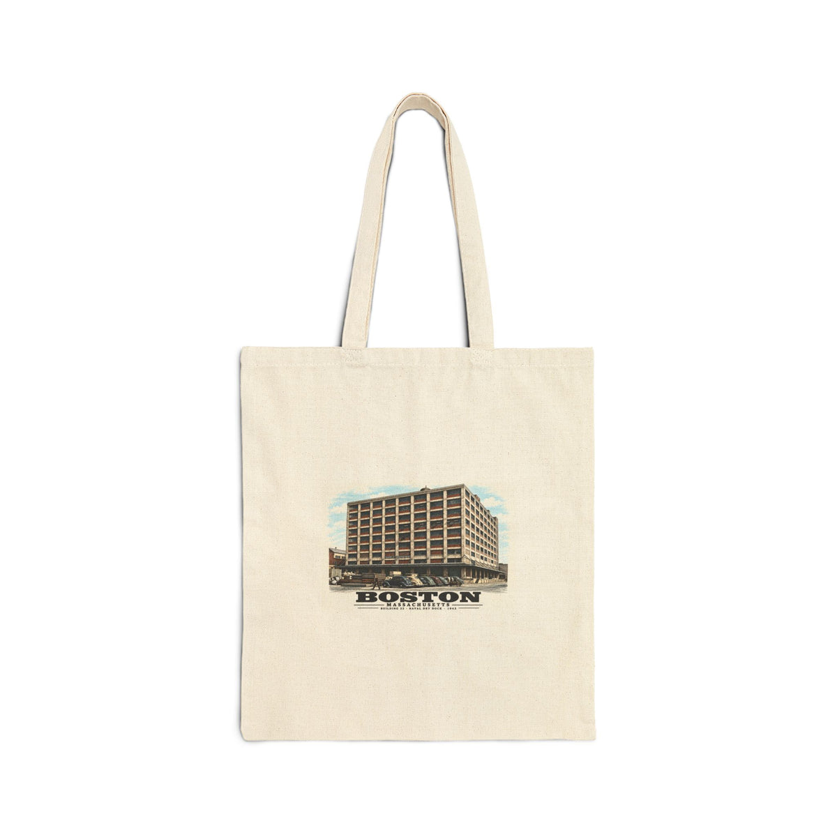 Building #32 US Naval Dry Dock, South Boston, Completed 3/1943 Natural Heavy Canvas Tote - Boston Harbor