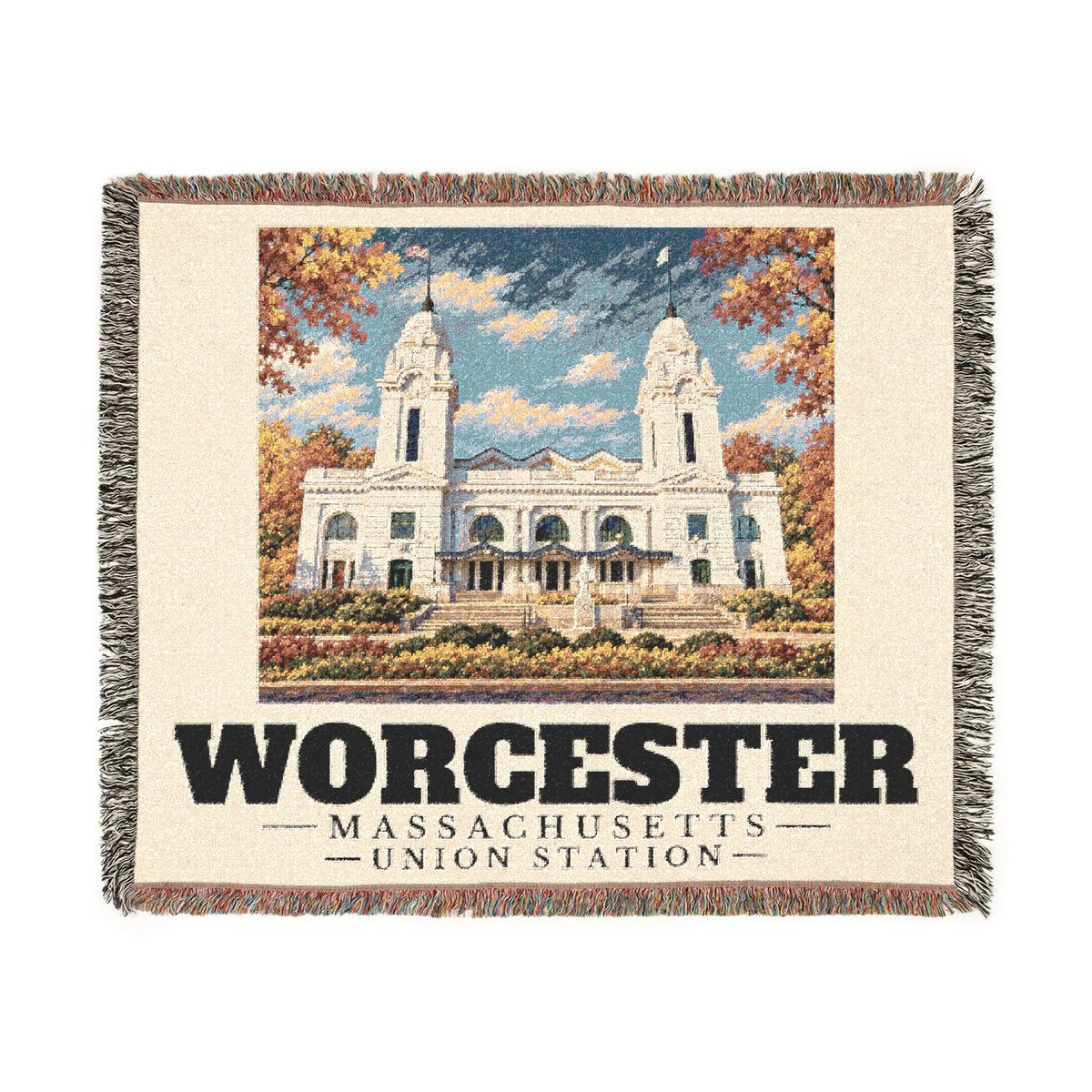 Union Station — Worcester, Massachusetts Woven Blanket