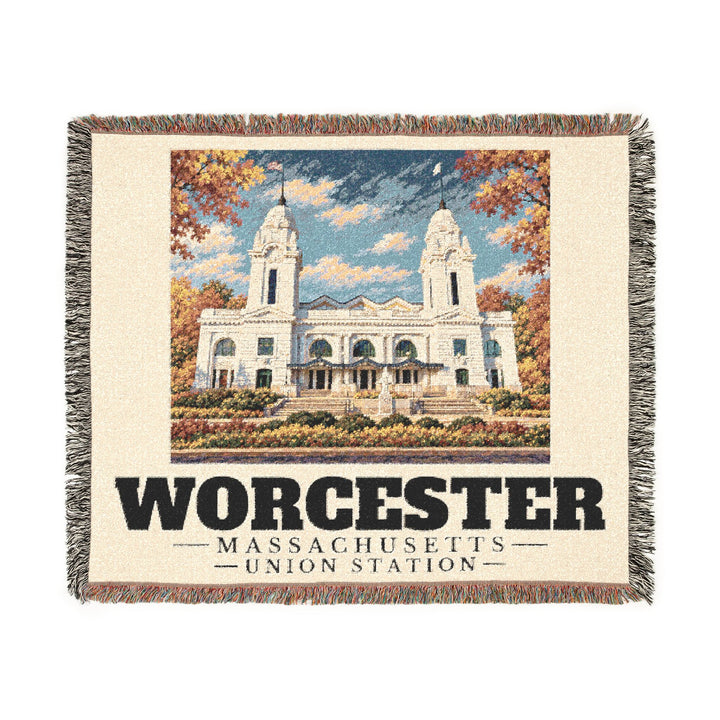 Union Station — Worcester, Massachusetts Woven Blanket