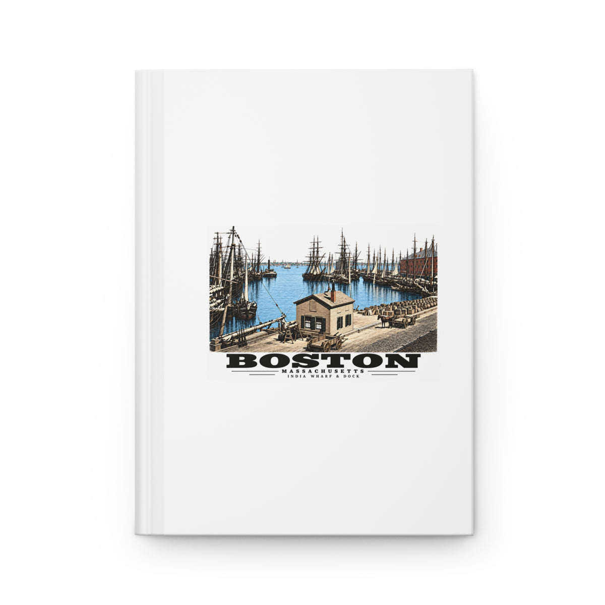 India Wharf and dock, Boston Matte Hardcover Journal - Boston Harbor