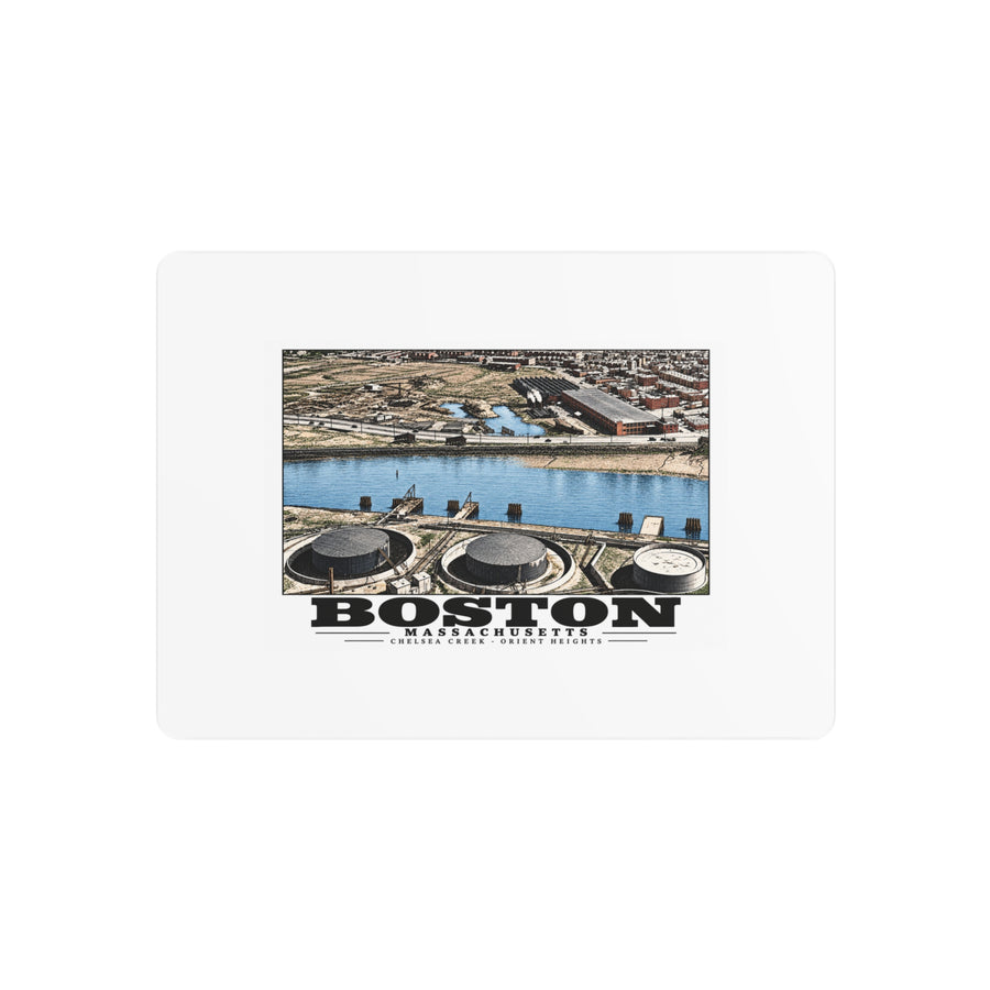 Orient Heights taken at 600 feet-Shore line, Chelsea Creek, East Boston 7 × 5 in Horizontal Metal Wall Art - Boston Harbor