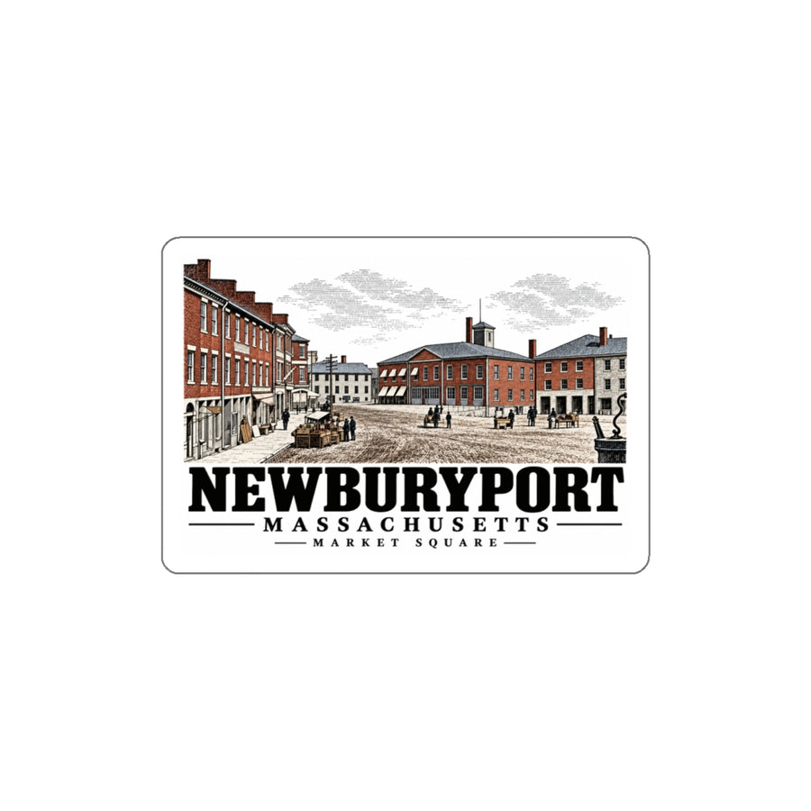 Front of Market Square white die-cut sticker, Newburyport, Massachusetts.