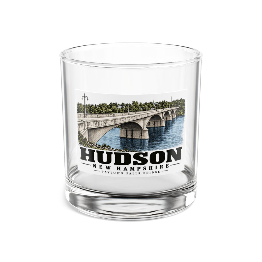 Taylor’s Falls concrete bridge, Hudson illustration on 10 oz rocks glass — front view
