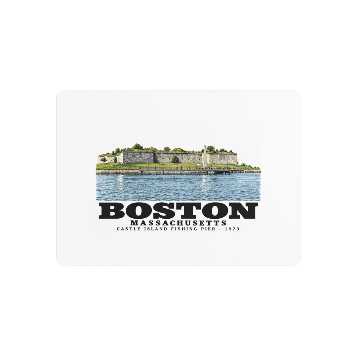 Castle Island, includes Fishing Pier 7 × 5 in Horizontal Metal Wall Art - Boston Harbor