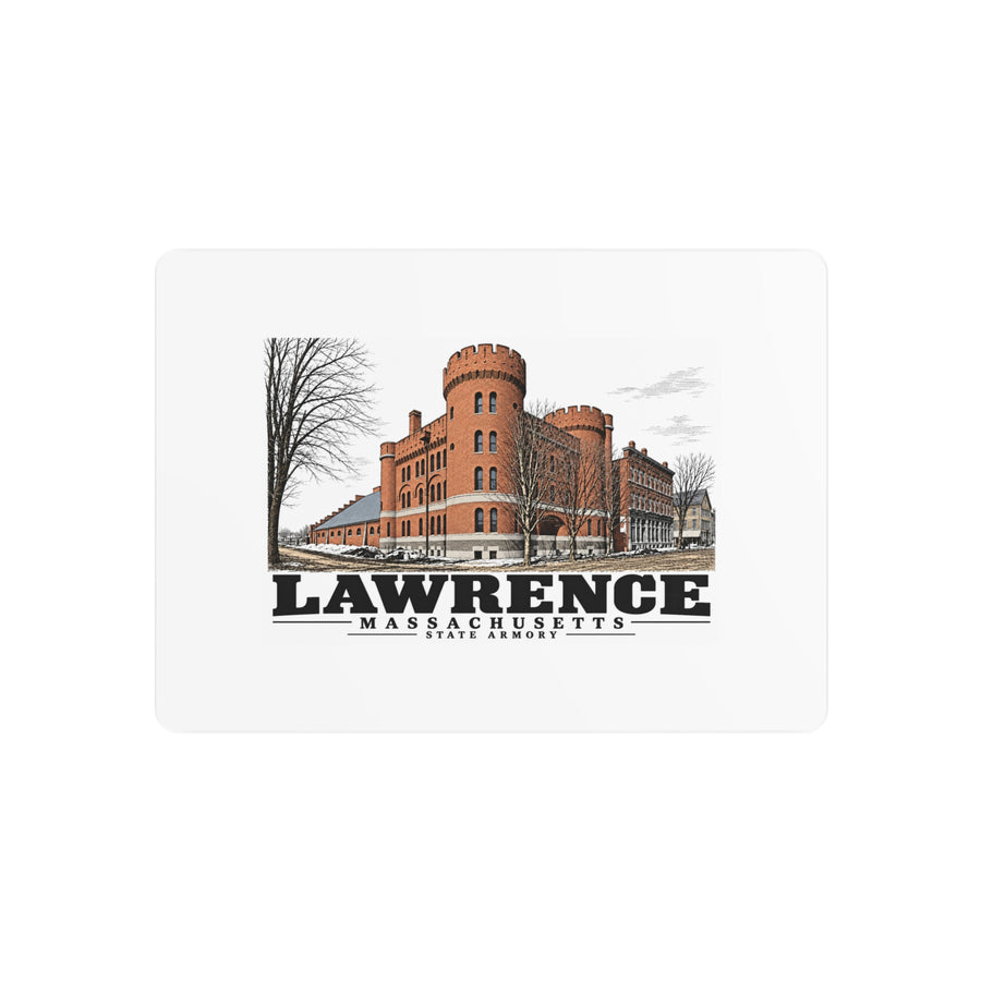 Illustrated State Armory in Lawrence on metal art sign