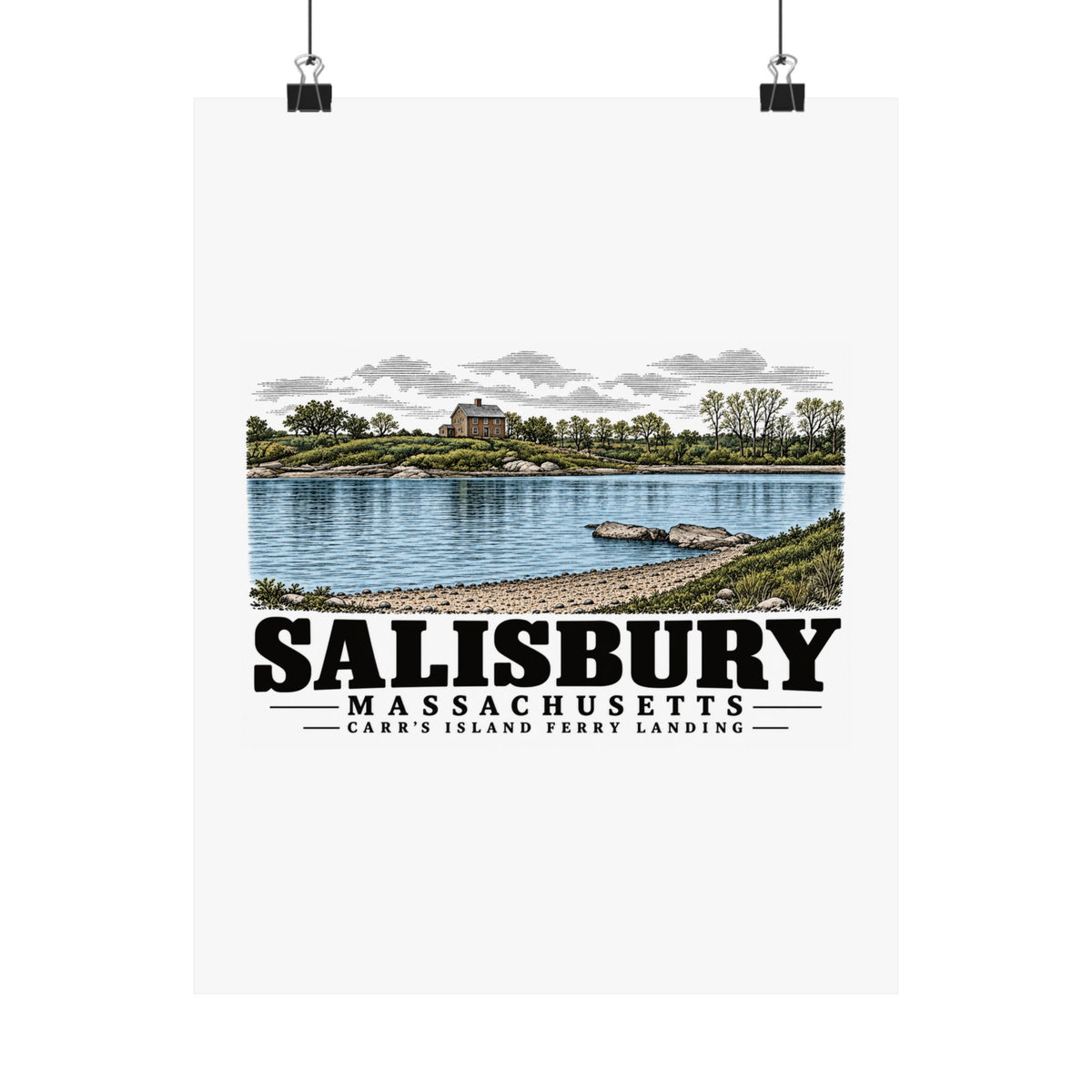 11 x 14 front of Carr's Island Ferry Landing matte poster, Salisbury, Massachusetts.