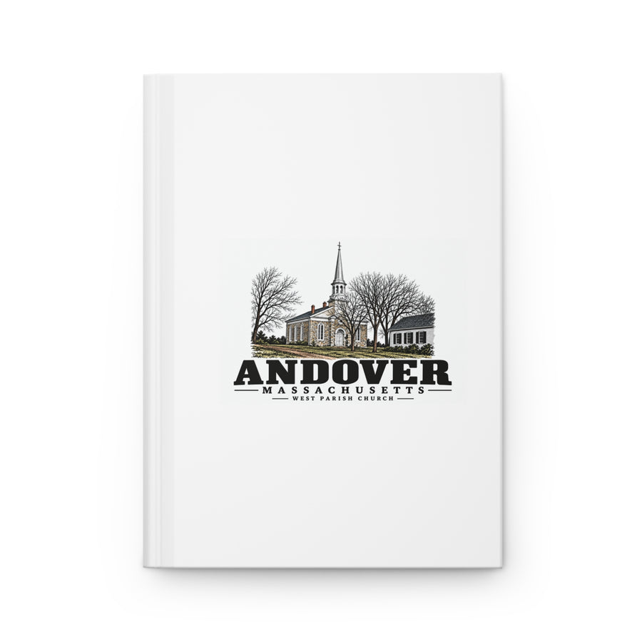 Andover West Parish Church exterior, frontispiece Matte Hardcover Journal - Merrimack Valley Goods