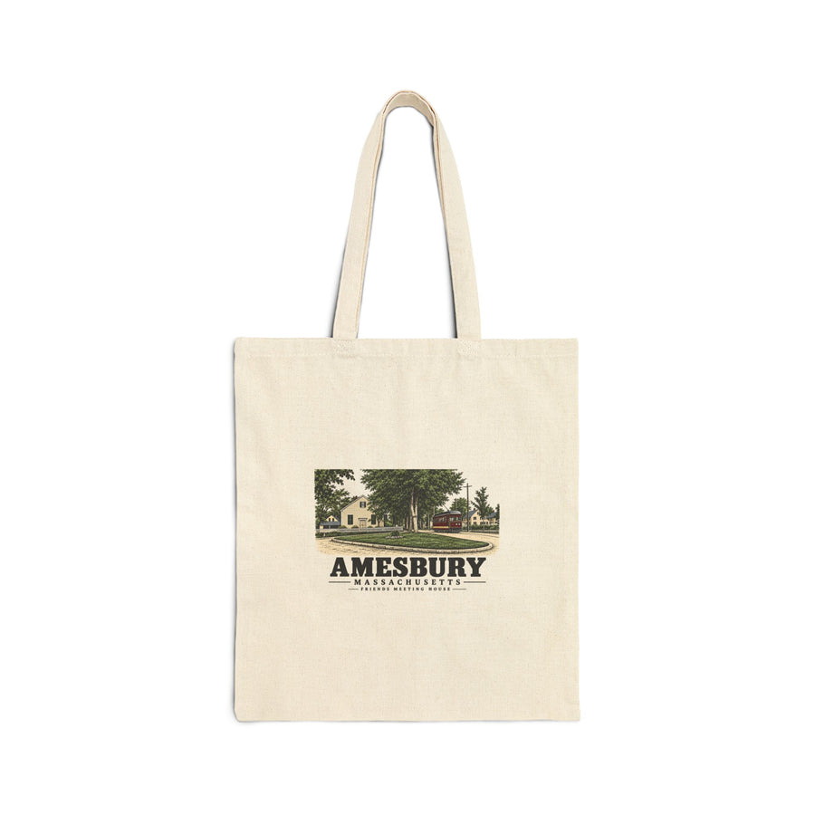 Friends Meeting House, Friend Street, with streetcar Natural + Black Heavy Canvas Tote - Merrimack Valley Goods