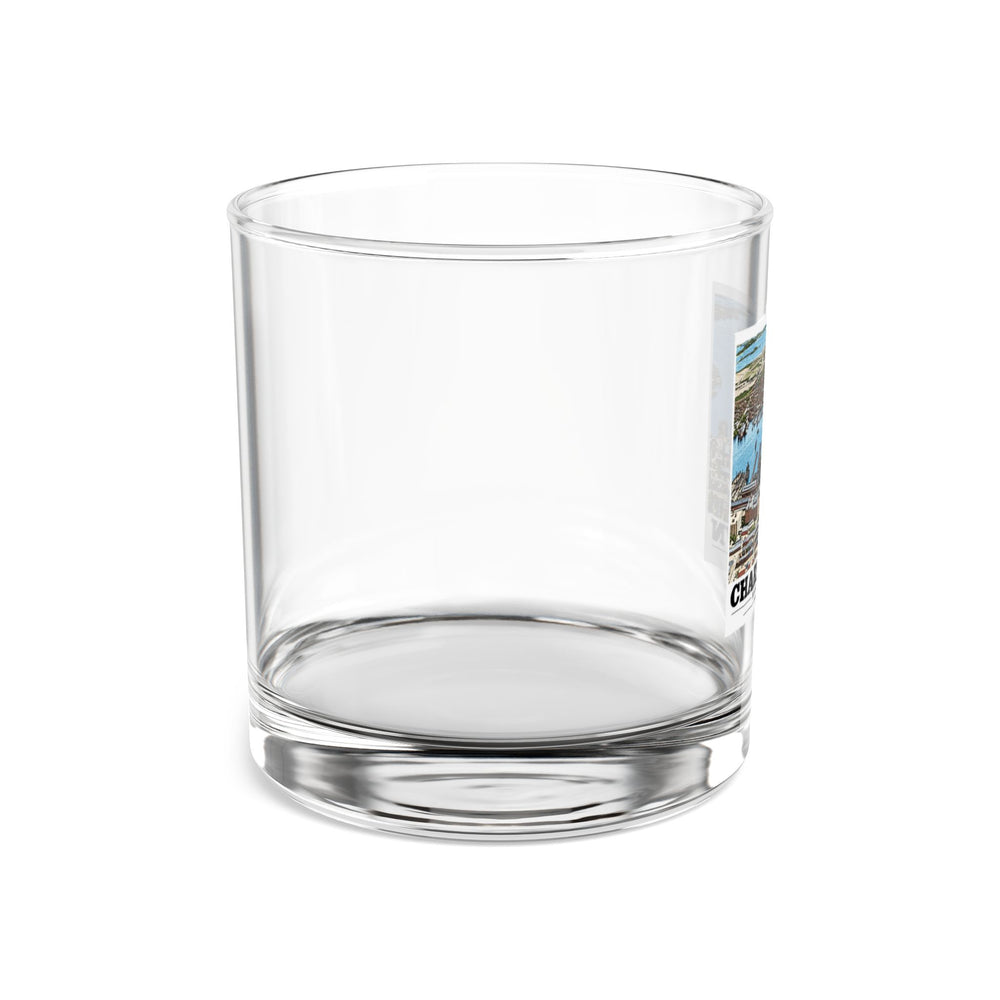 Illustrated Charlestown Navy Yard from the Harbor in Charlestown on rocks glass