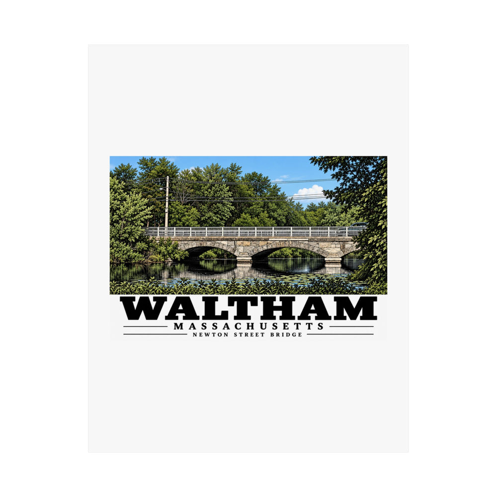 Flat front view of the Newton Street Bridge matte poster on white paper.