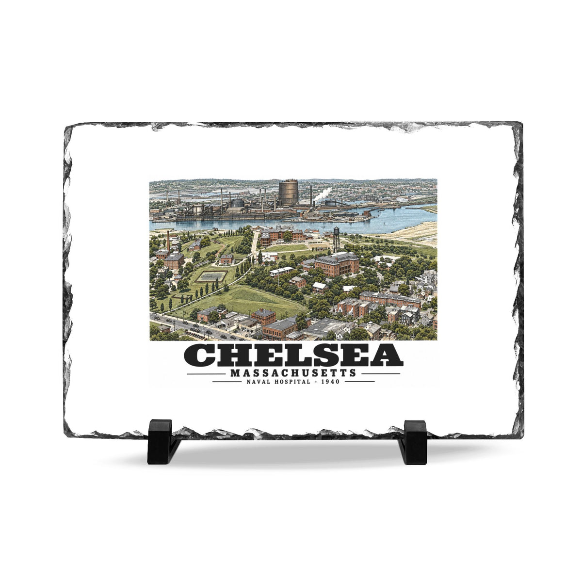 Naval Hospital Chelsea 7 × 11 in Slate Desk Plaque - Boston Harbor